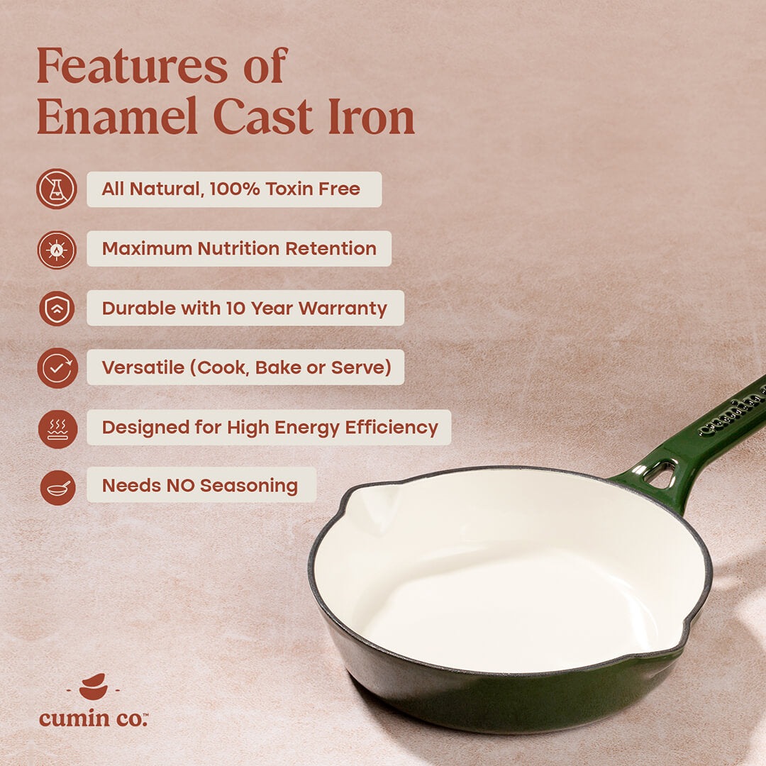 No. 8 Enamel Coated Cast Iron Pan