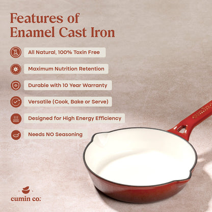 No. 8 Enamel Coated Cast Iron Pan