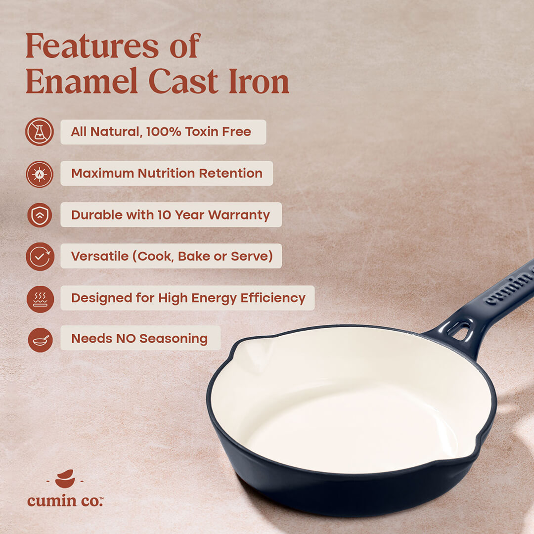 No. 8 Enamel Coated Cast Iron Pan