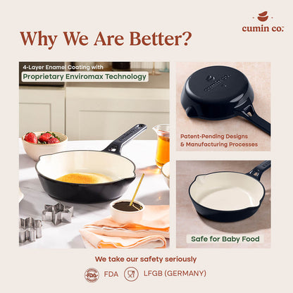 No. 8 Enamel Coated Cast Iron Pan